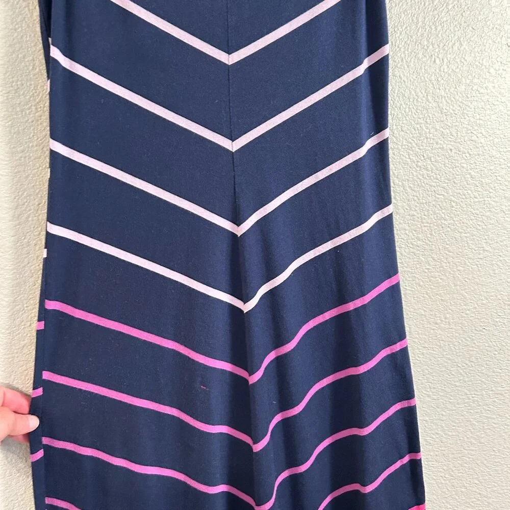 Women's Tommy Hilfiger Navy Blue Chevron Ombre Maxi V-Neck Dress Size: S
